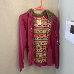 Pink Roxy zip up sweatshirt